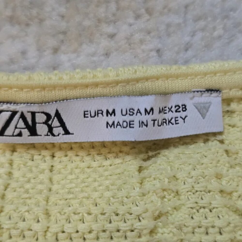 ZARA Yellow Knit Ruffle Sleeve Crop Top - Size M - Picture 8 of 10
